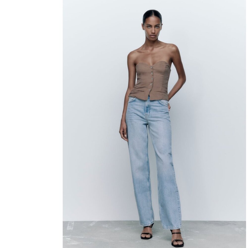 NWT ZARA THE BOYBOY FIT JEANS STRAIGHT LEG MID WAIST RELAXED FIT SZ-12